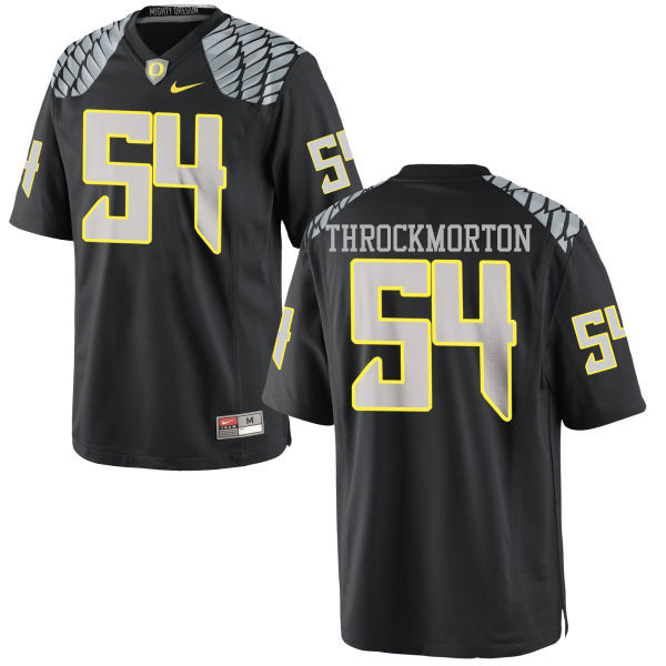Men #54 Calvin Throckmorton Oregon Ducks College Football Jerseys-Black - Click Image to Close